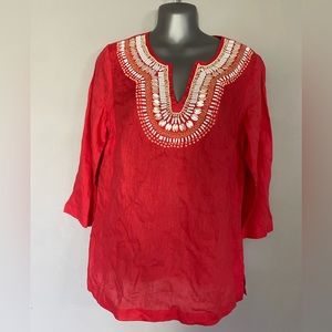 Talbots Beaded Linen Tunic Size Small